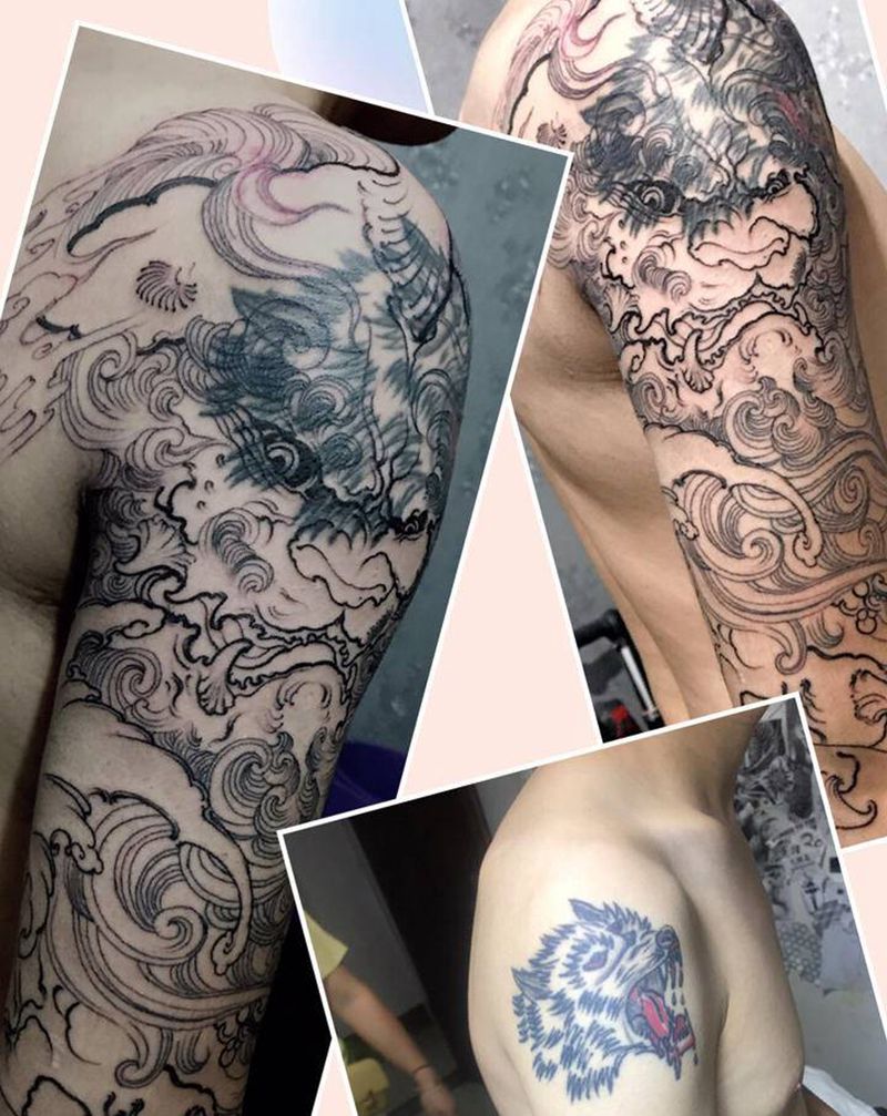 遮盖未完成纹身图片_手部手臂新传统纹身图案