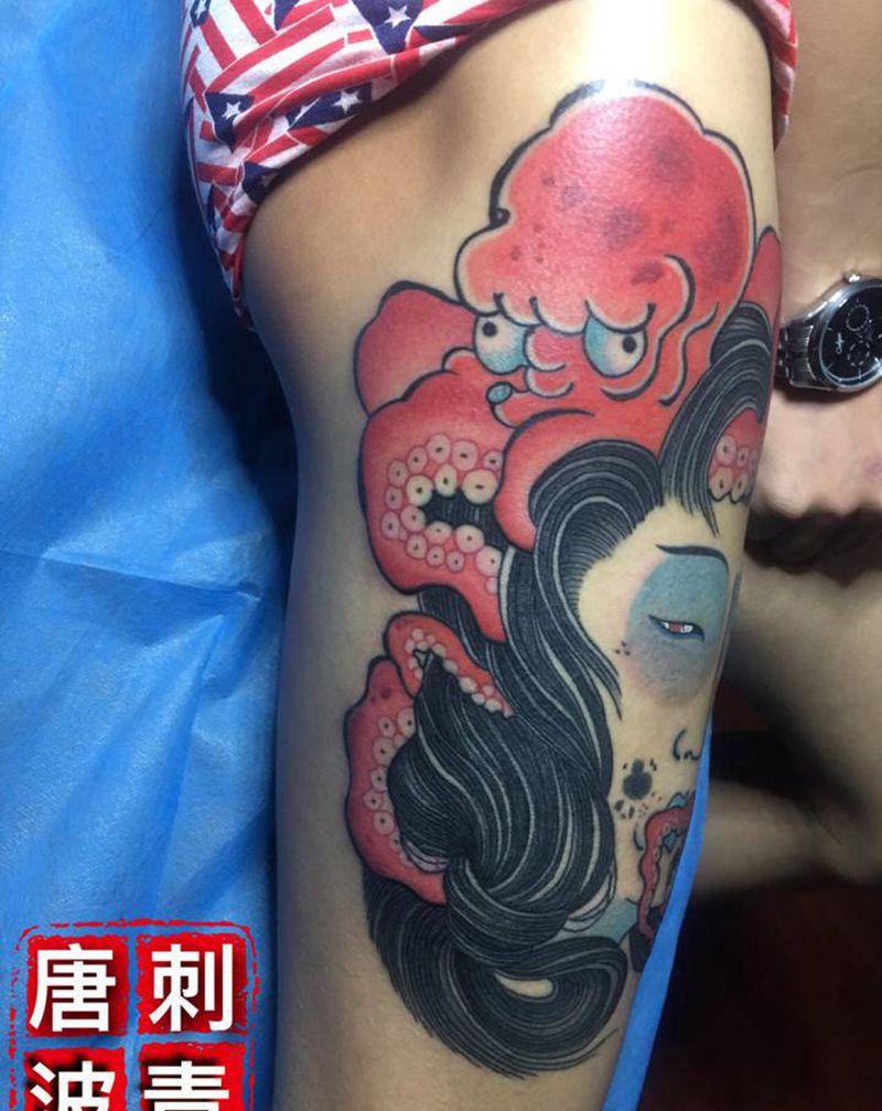 春城昆明第一届传统彩色小组第二纹身图片_腿部老传统纹身图案