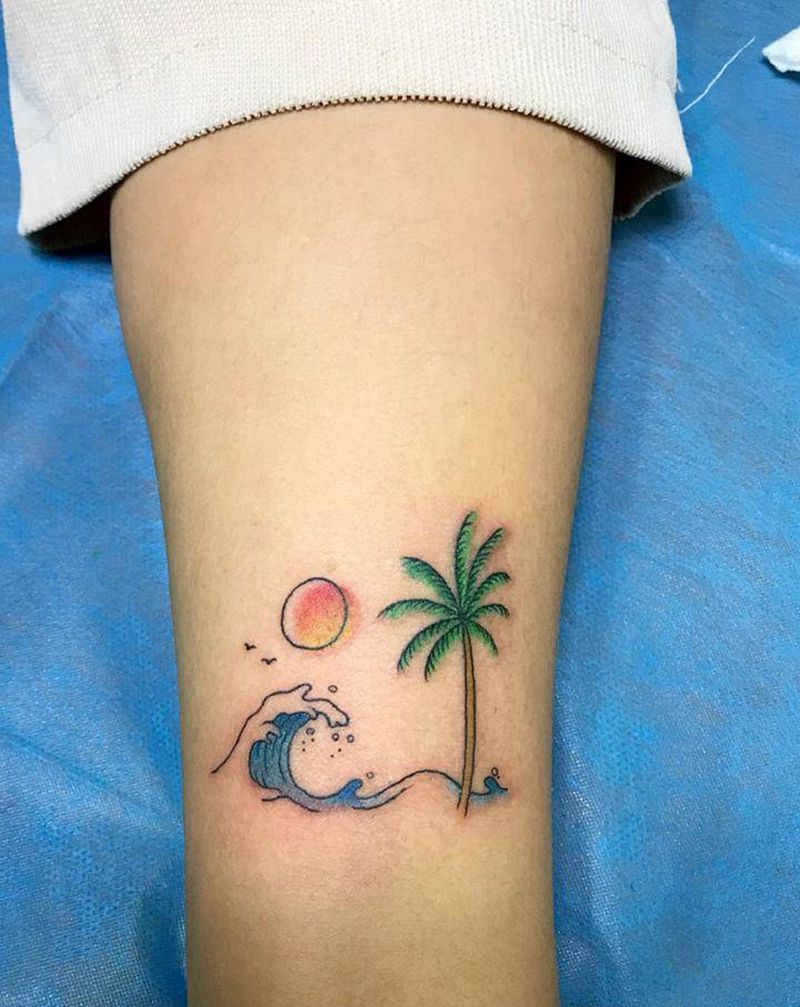 小清新纹身图片_腿部脚部New School纹身图案