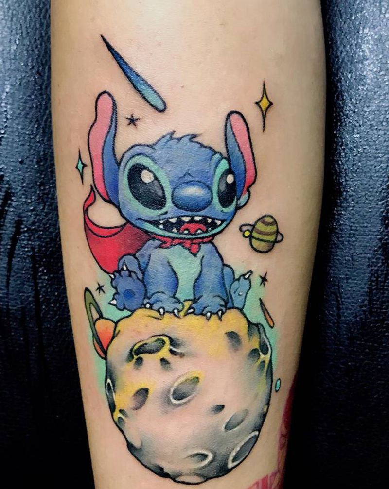 史迪仔纹身图片_手部手臂New School水彩纹身图案