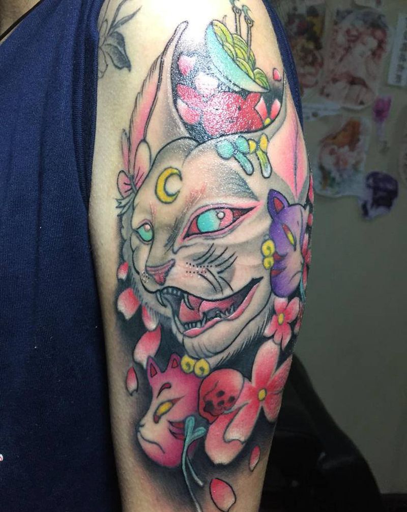 猫修改纹身图片_手臂纹身图案