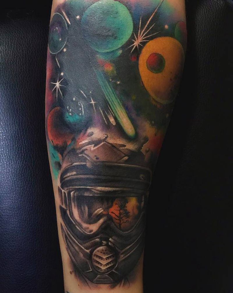 星空遮盖纹身图片_手部手臂水墨欧美写实纹身图案