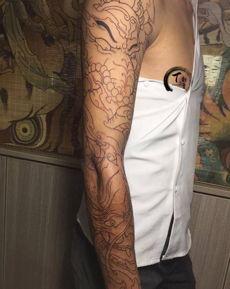 花臂纹身图片_新传统纹身图案