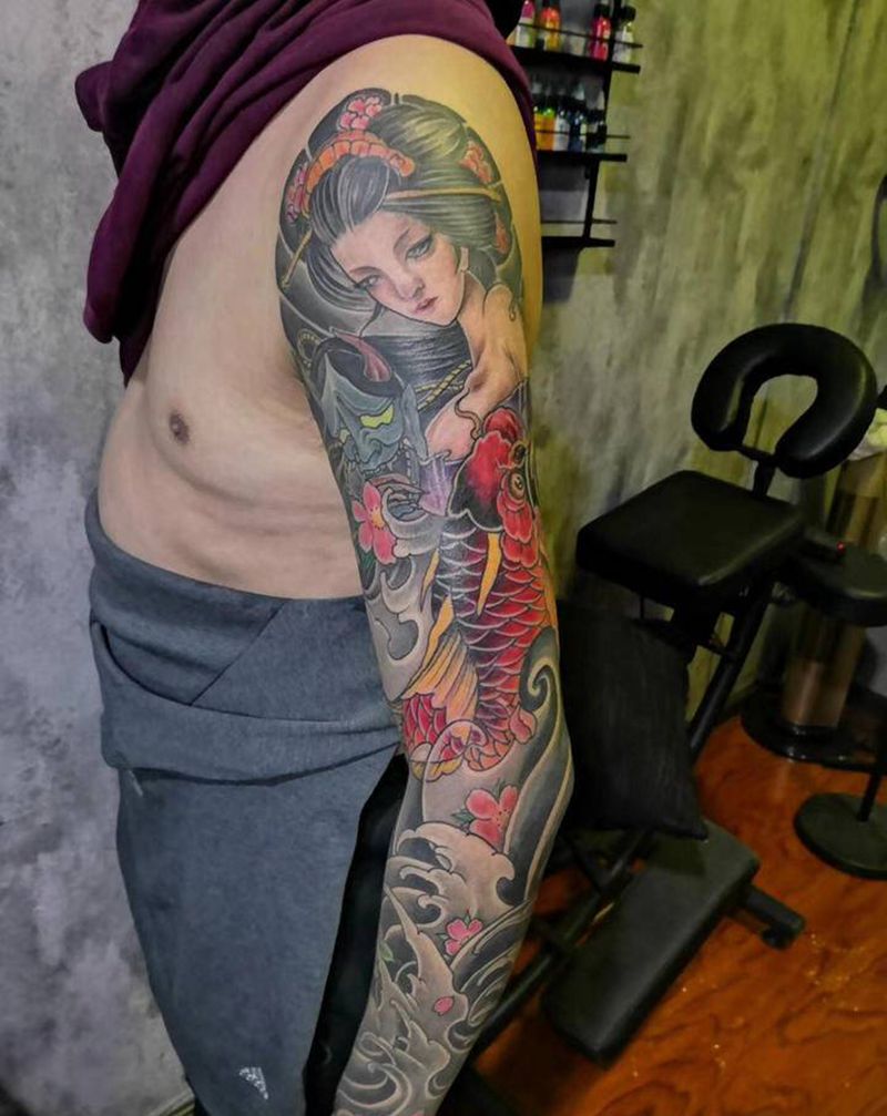 艺妓纹身图片_手臂纹身图案
