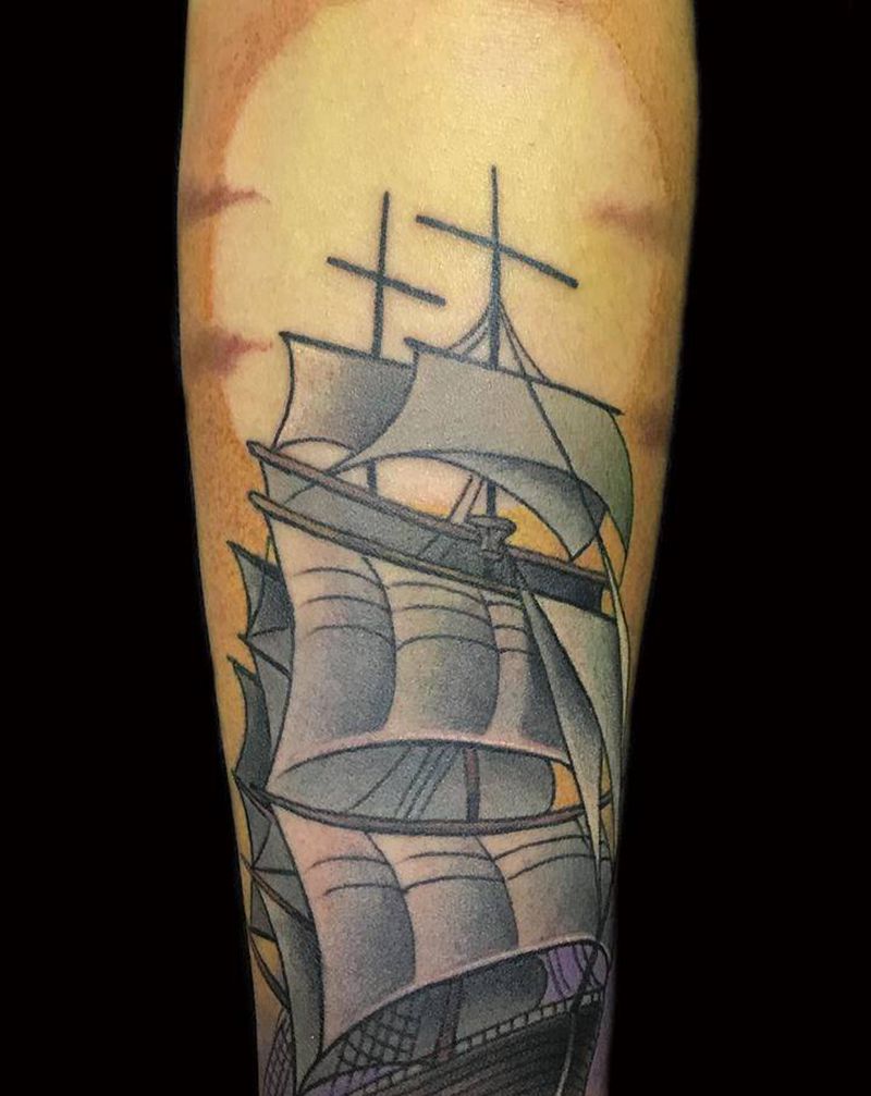 帆船,school纹身图片_手臂手部纹身图案