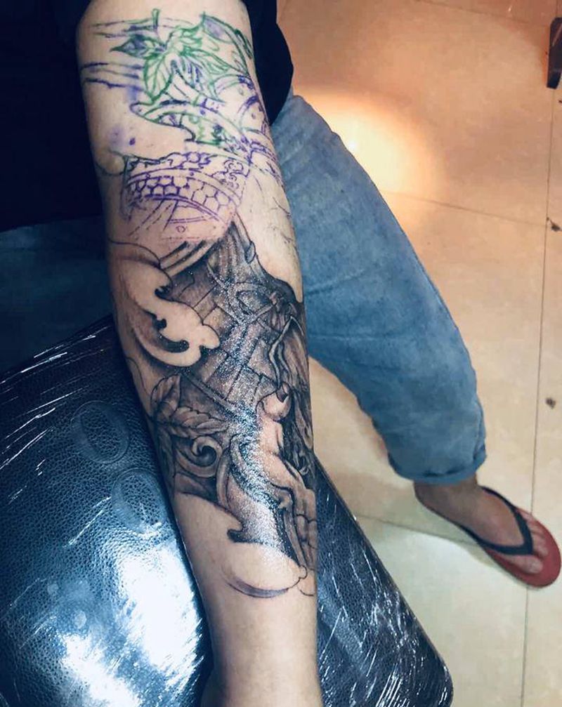 武士纹身图片_手臂新传统纹身图案