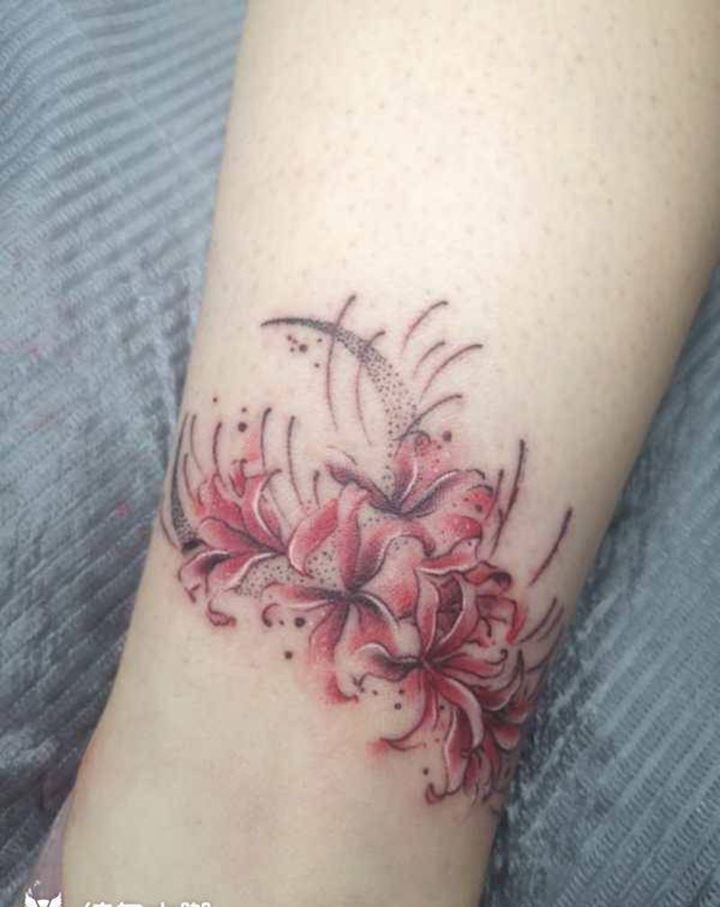 彼岸花，纹身师西西纹身图片_腿部纹身图案
