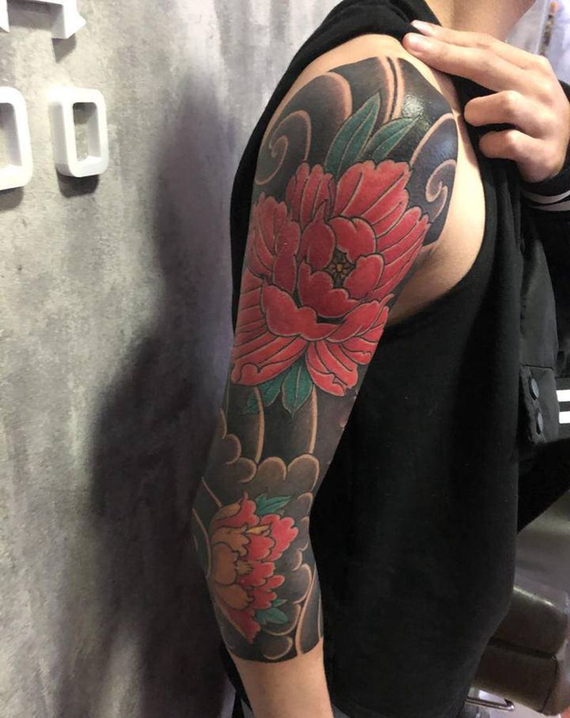 七分袖传统纹身图片_手臂老传统纹身图案