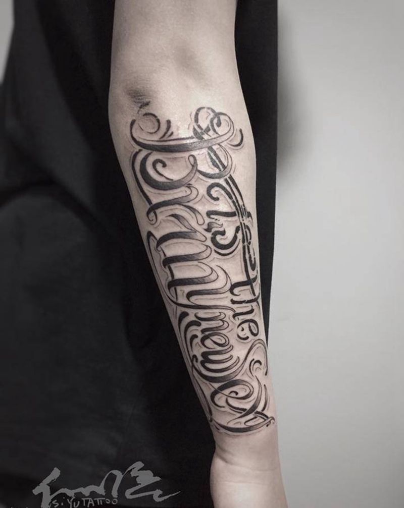 花体字纹身图片_花体字纹身图案
