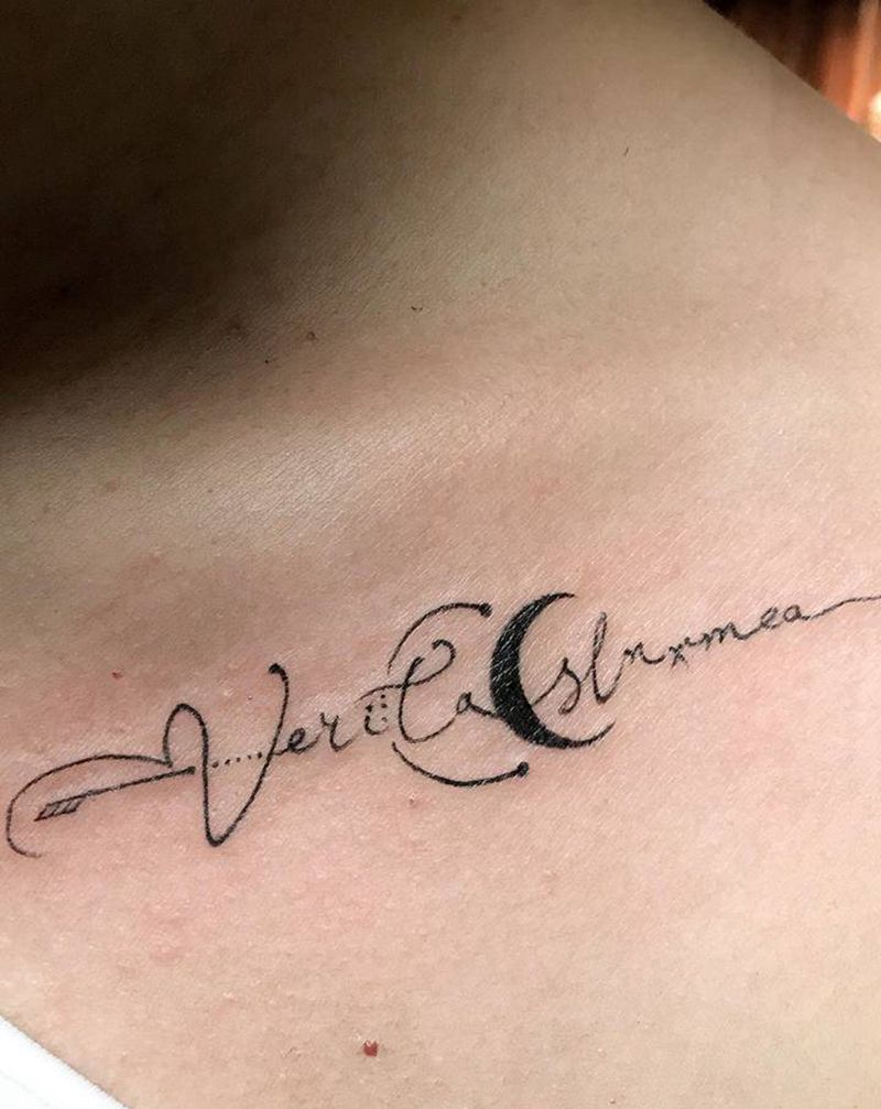 字母……小清新纹身图片_胸部肩部花体字几何纹身图案