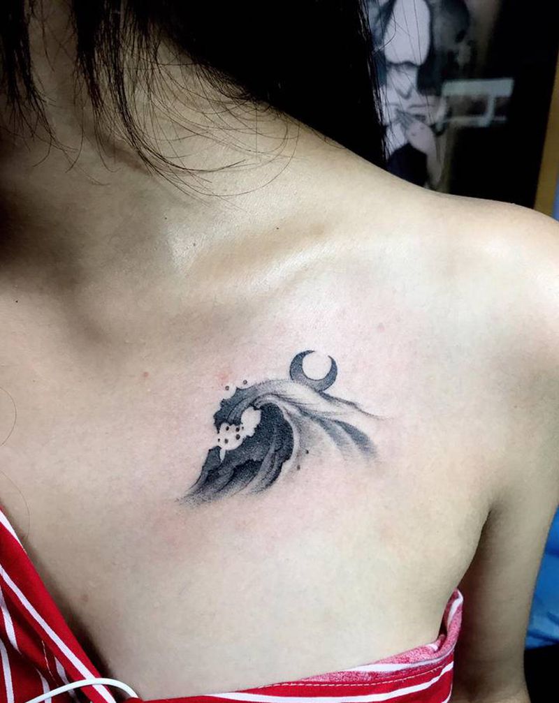 情侣纹身……纹身图片_颈部胸部欧美写实水墨纹身图案