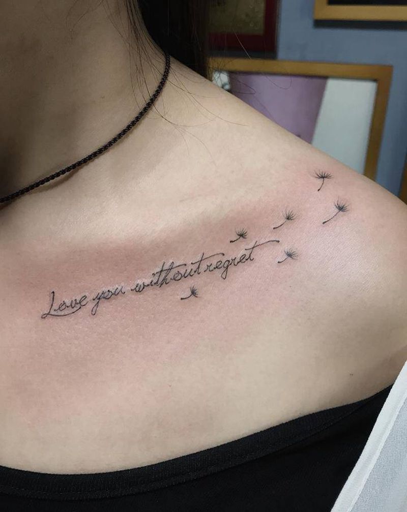 爱你无悔……纹身图片_胸部肩部几何花体字纹身图案