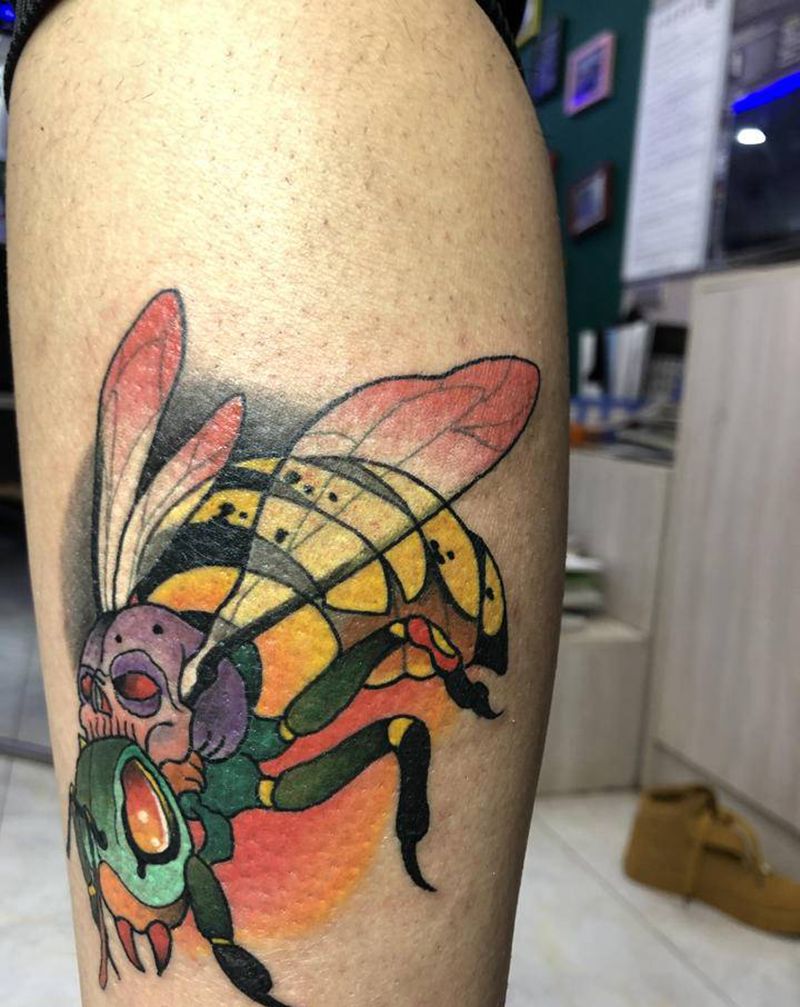 蜂纹身图片_New School纹身图案