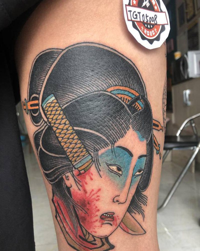 生首纹身图片_老传统纹身图案