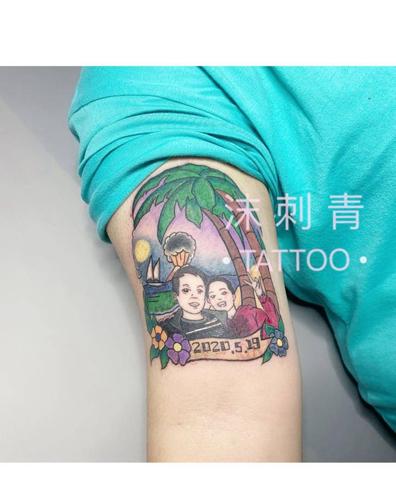 父亲纹身图片_Old School纹身图案