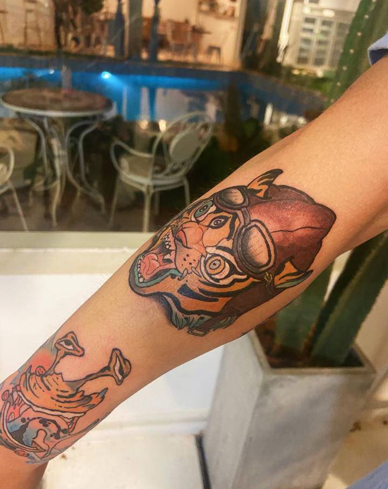 new school虎头纹身图片_New School纹身图案