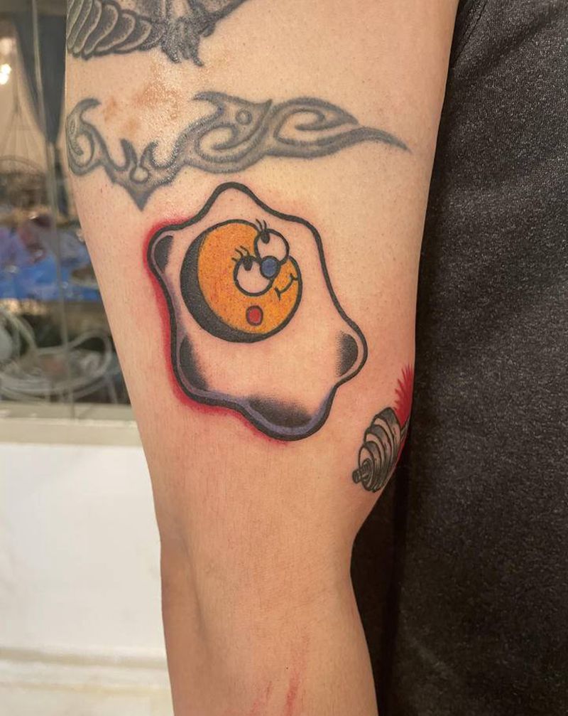 煎蛋纹身图片_手部Old School纹身图案