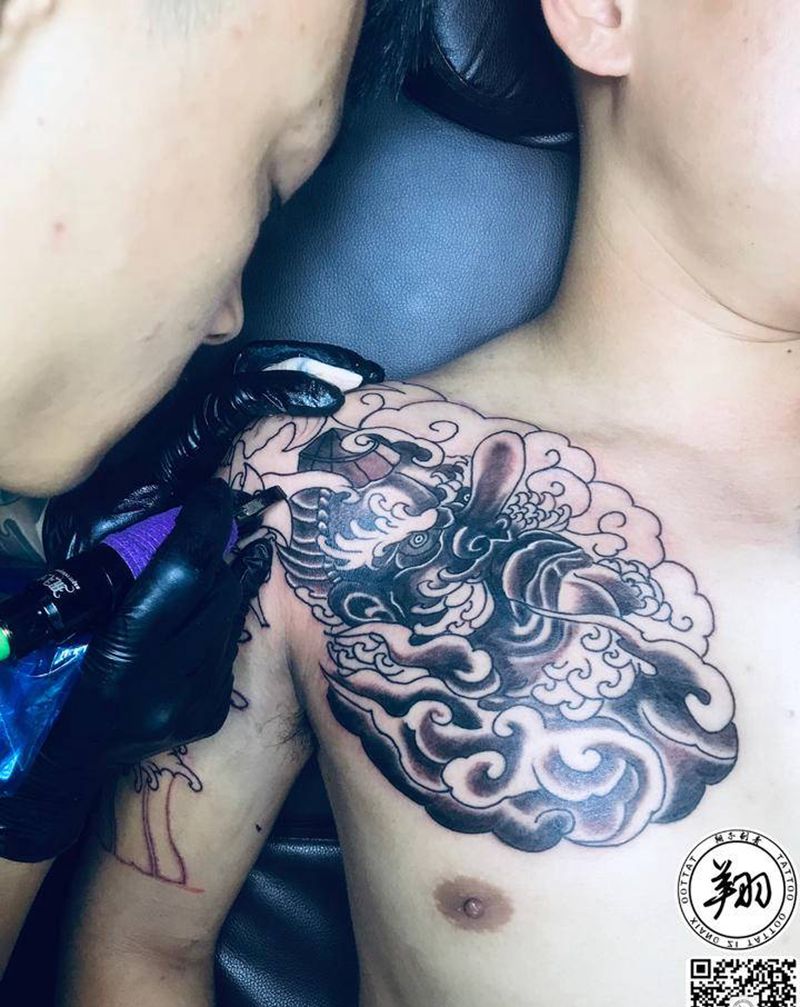 天狗.鬼武士纹身图片_手臂肩部新传统纹身图案