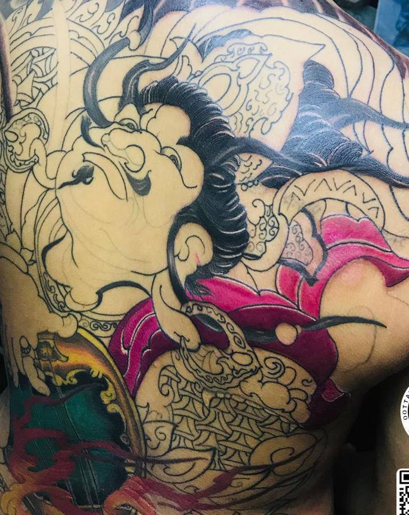 天王～纹身图片_背部新传统纹身图案