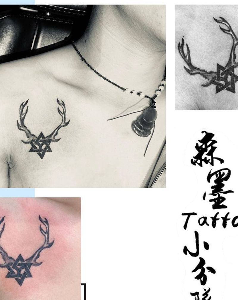 小清新纹身图片_胸部纹身图案