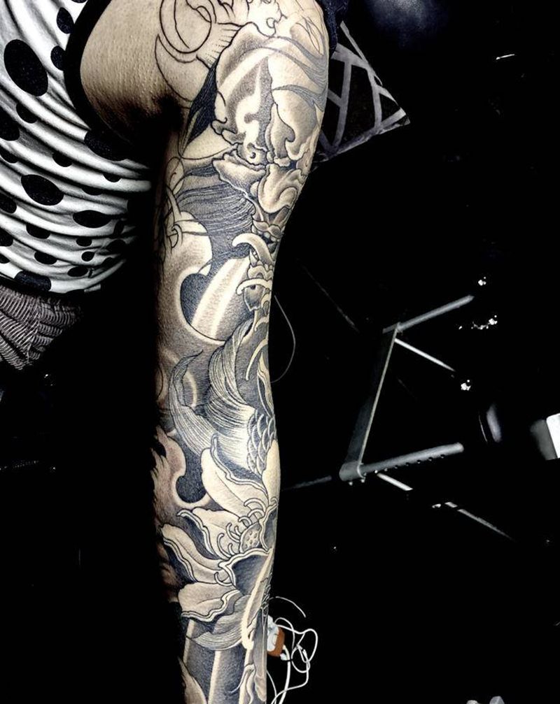 花臂纹身图片_手臂新传统纹身图案