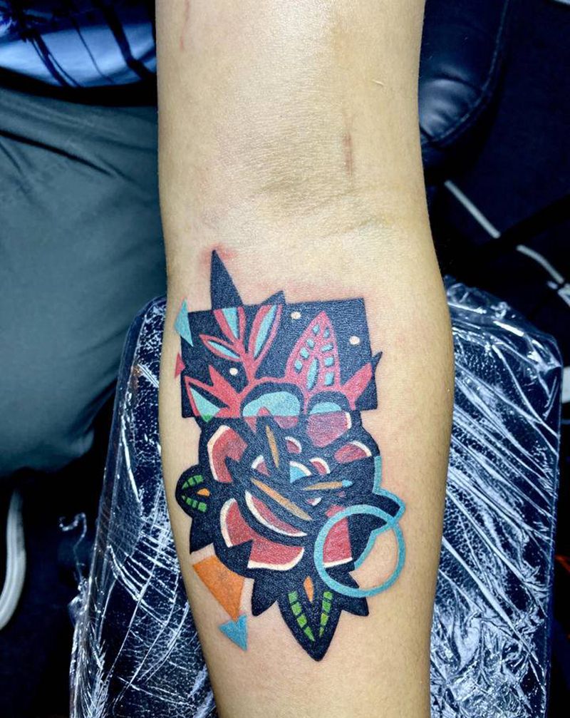 遮盖纹身图片_手臂几何纹身图案