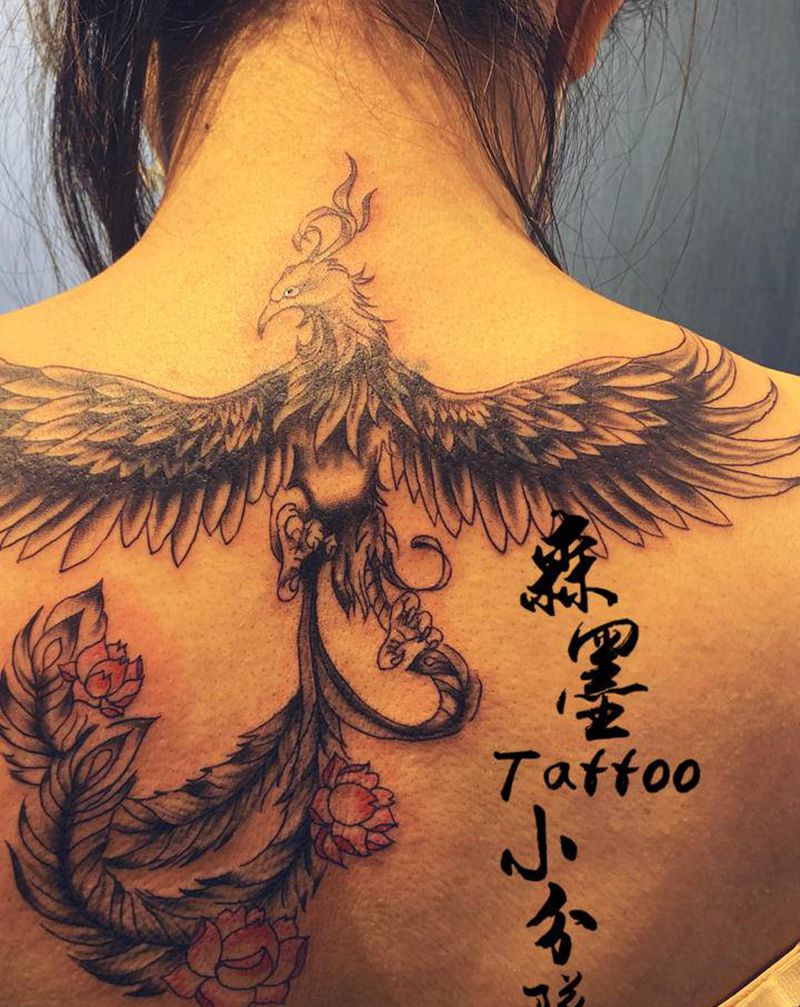 凤凰纹身图片_背部纹身图案
