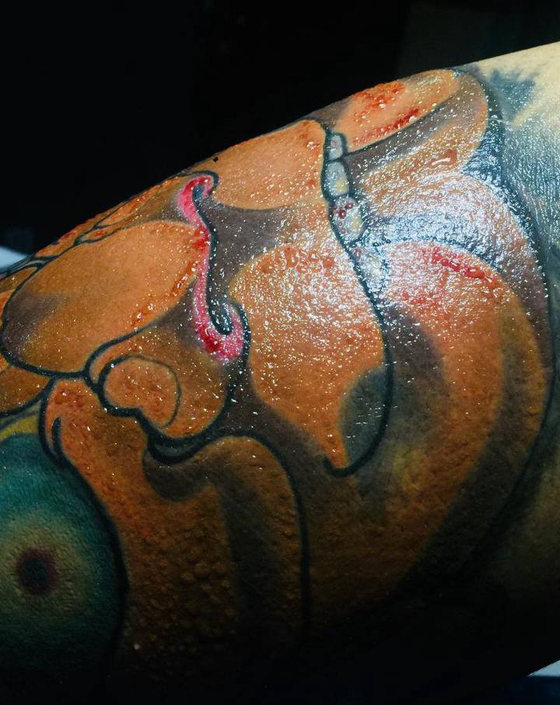 般诺纹身图片_腿部New School纹身图案