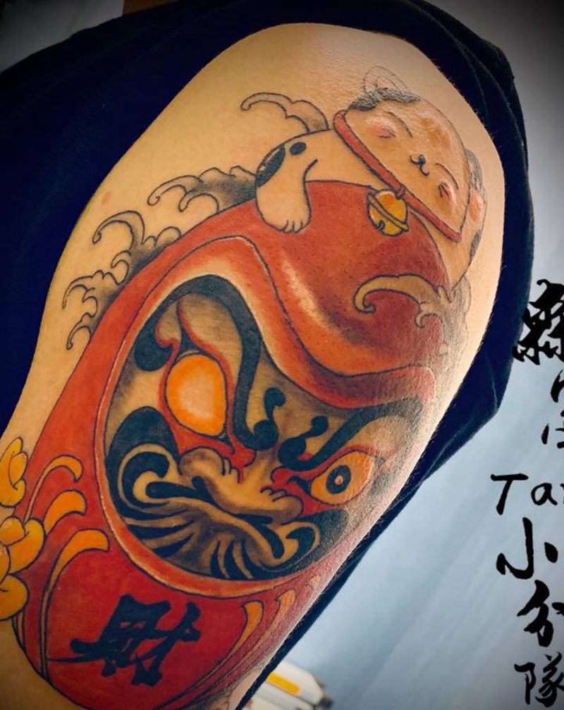 达摩蛋纹身图片_手臂纹身图案