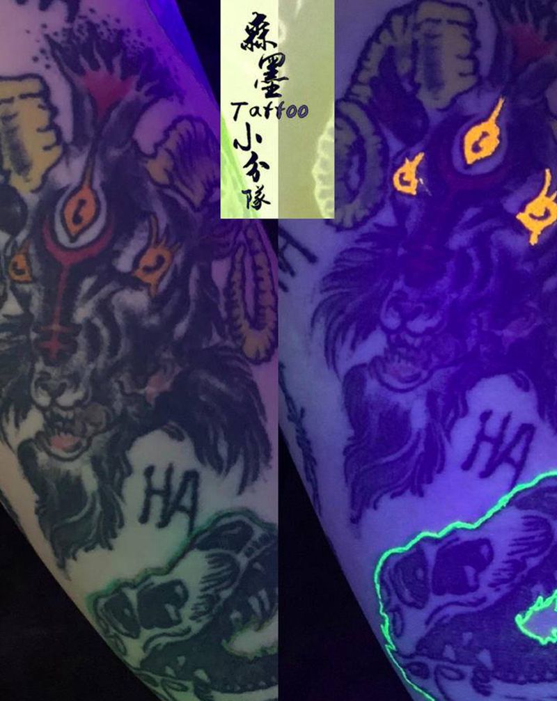 荧光纹身图片_手臂纹身图案