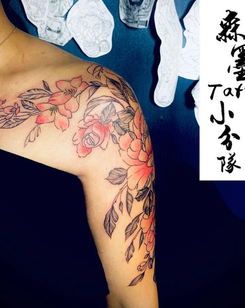 素花纹身图片_手臂纹身图案