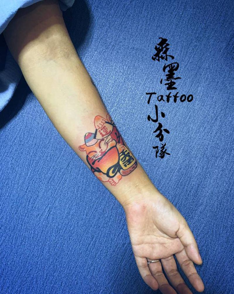 喵纹身图片_手臂纹身图案