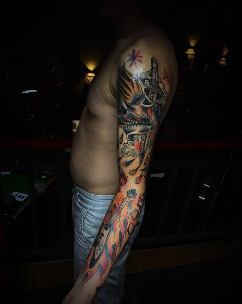 school纹身图片_手臂Old School纹身图案