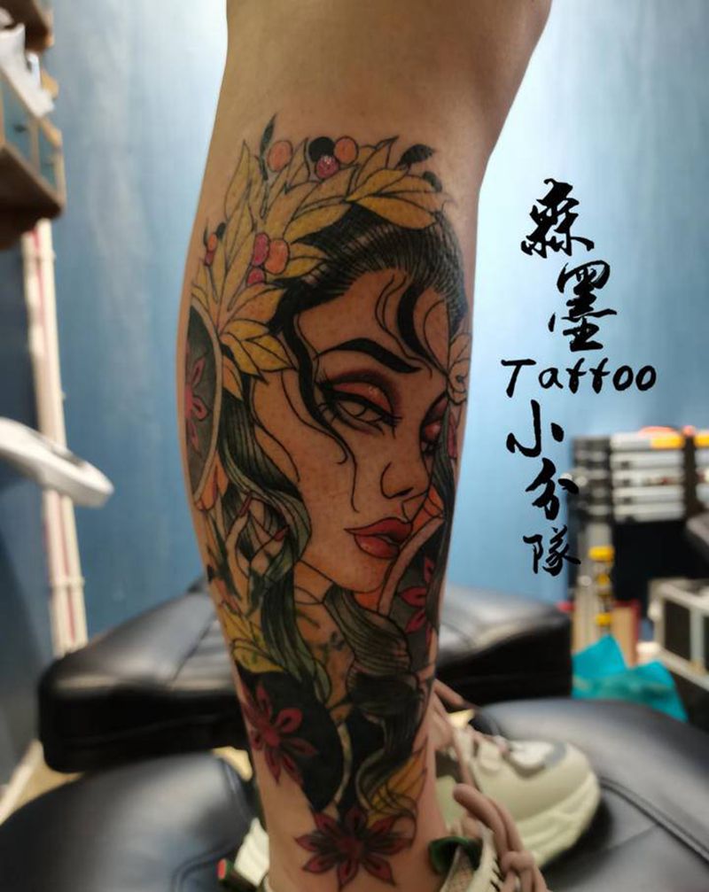 遮盖纹身图片_腿部纹身图案