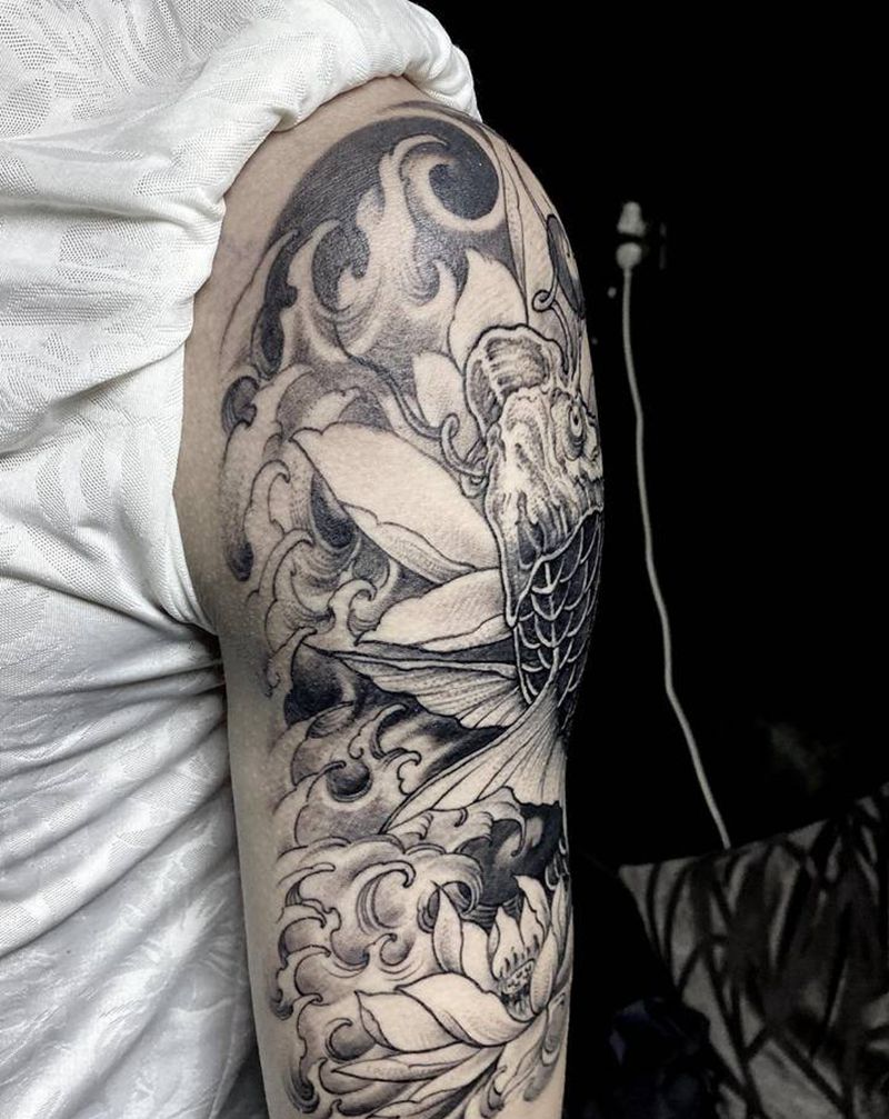 鱼纹身图片_手臂纹身图案