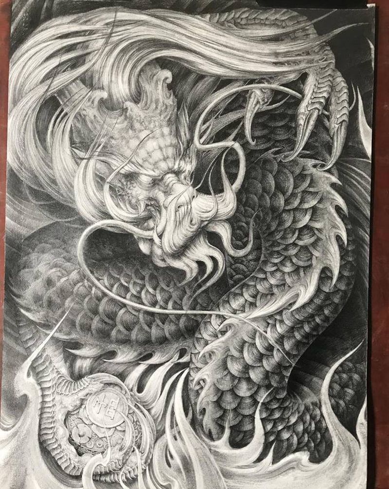 没事临摹一下岳老师的画纹身图片_背部新传统纹身图案