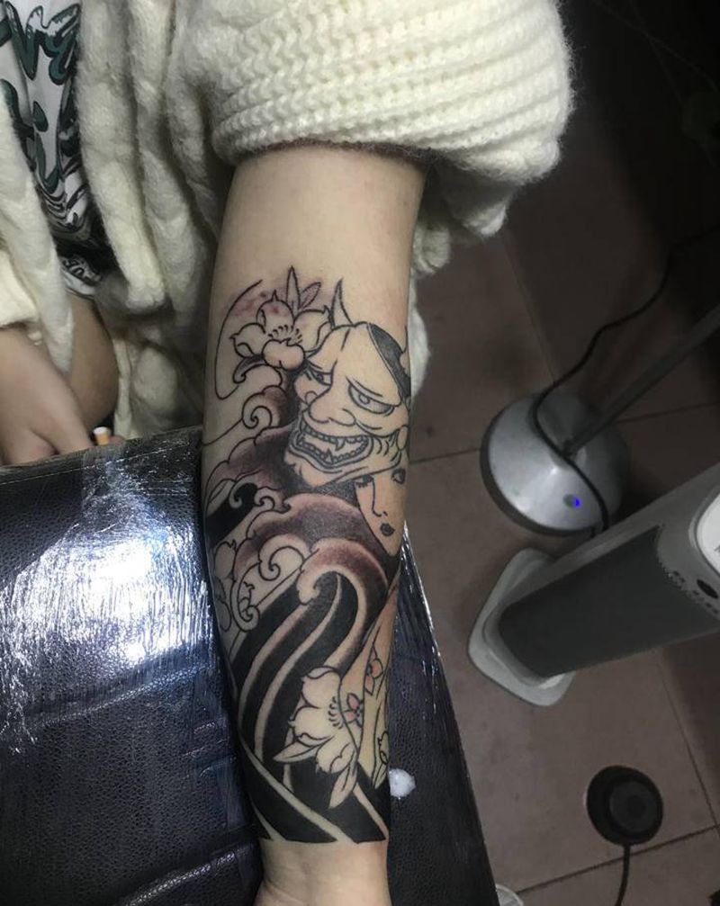 艺妓纹身图片_手臂新传统纹身图案
