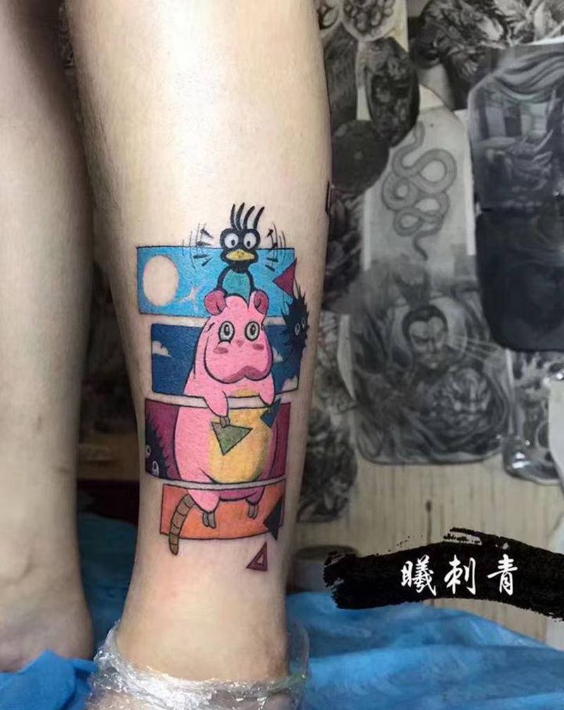 彩作#最爱的宫崎骏纹身图片_腿部纹身图案