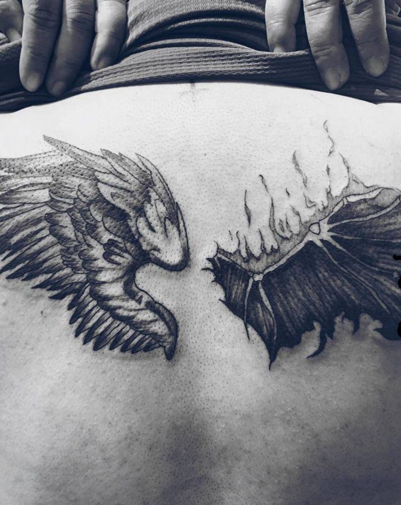 善与恶纹身图片_背部纹身图案