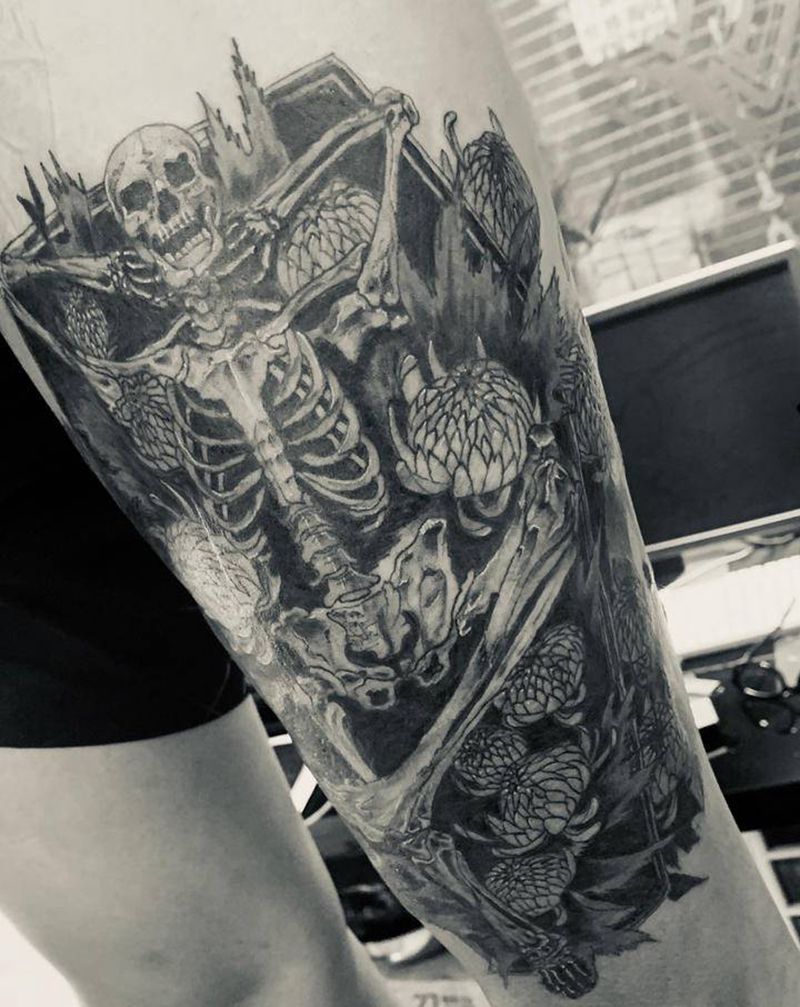 大腿纹身图片_腿部纹身图案