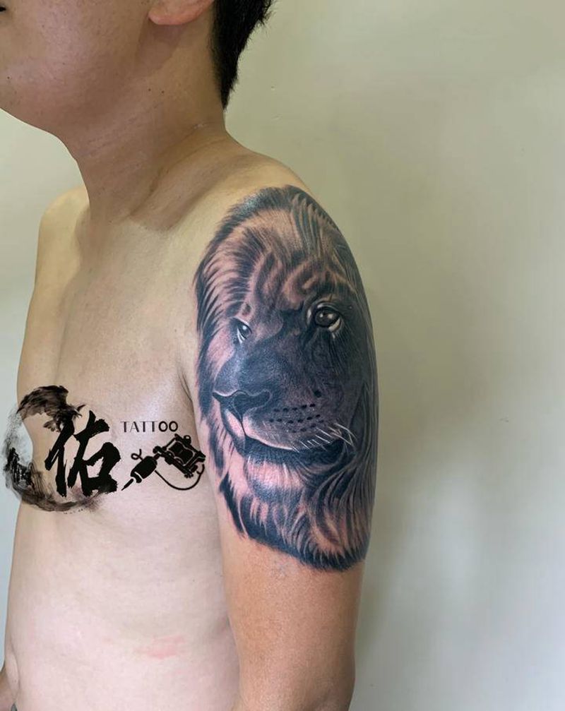 写实 狮子纹身图片_手臂欧美写实纹身图案