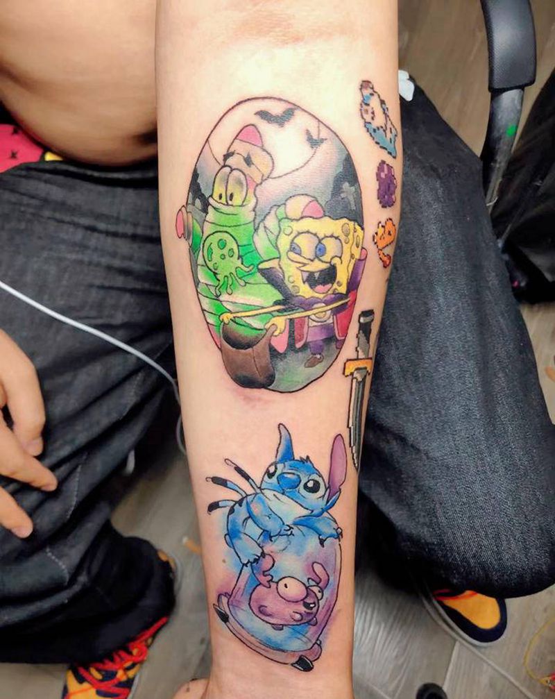 卡通纹身图片_腿部手部Old SchoolNew School彩色 卡通纹身图案