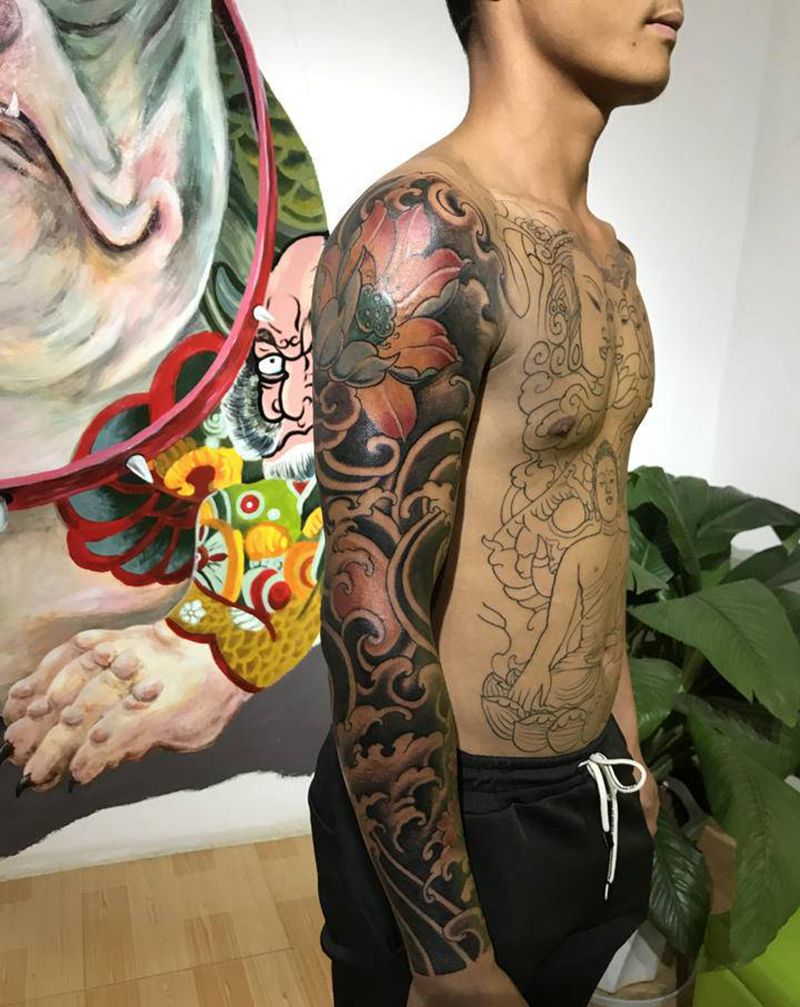 浪纹身图片_新传统纹身图案