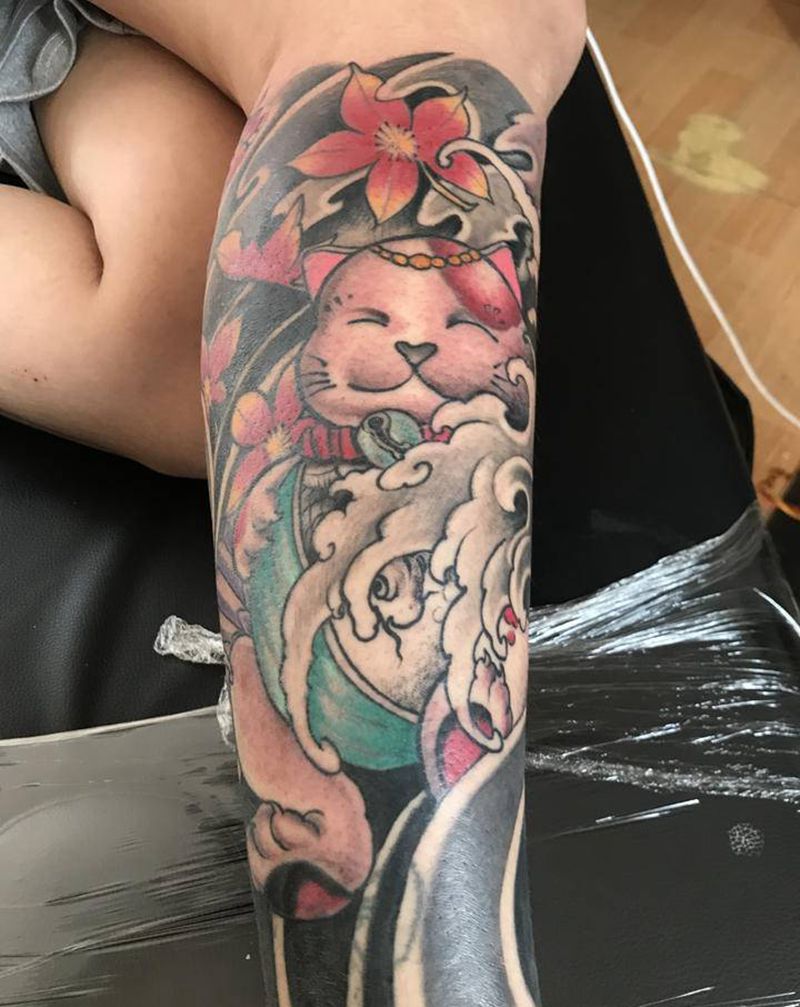 粑粑的妈妈也纹身图片_腿部纹身图案