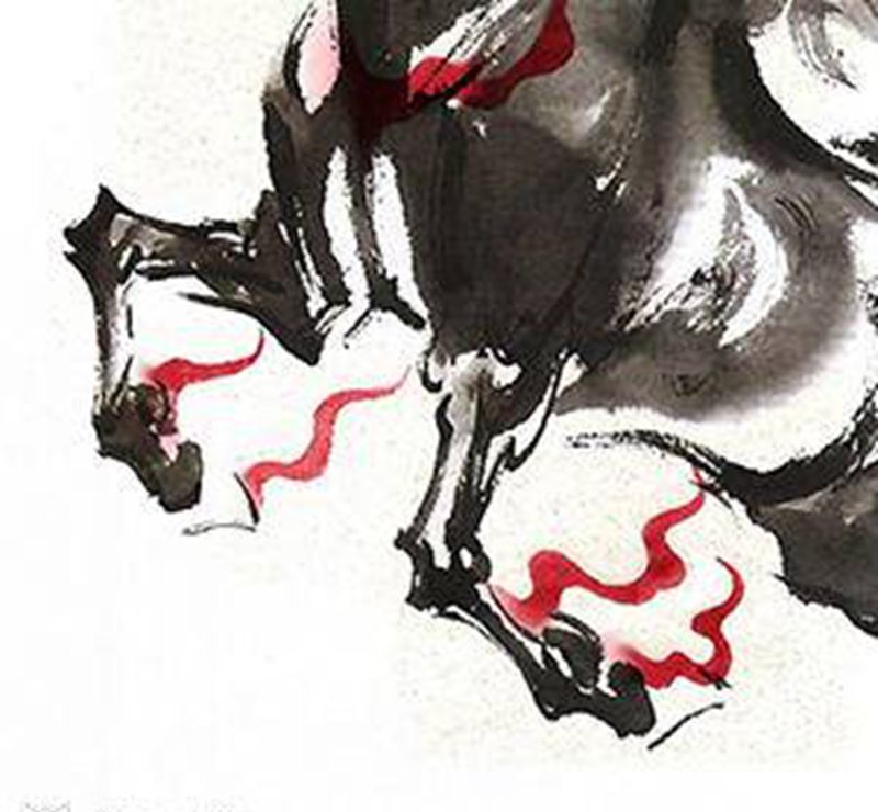 水墨马纹身图片_腰部腿部纹身图案