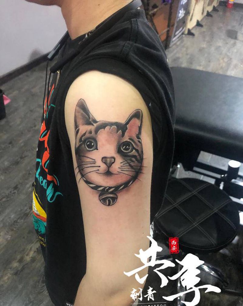 猫咪纹身图片_手臂纹身图案