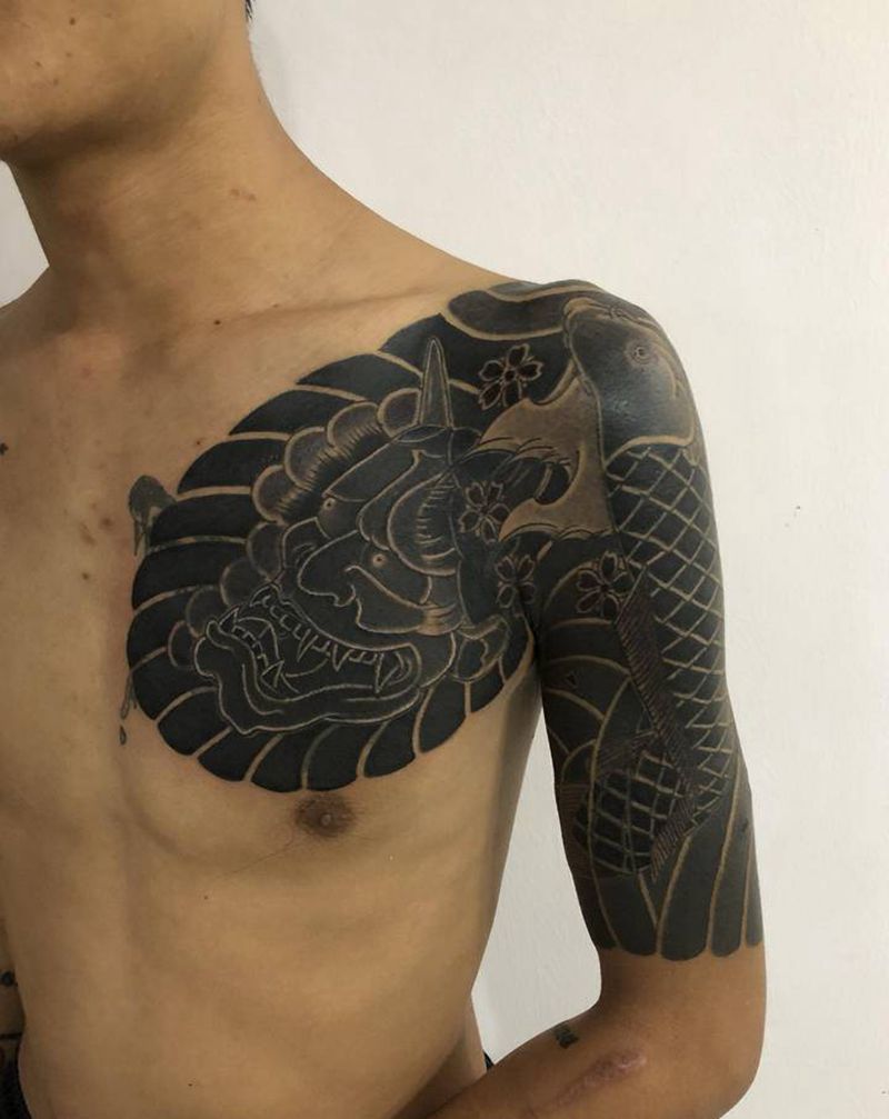 日式遮盖纹身图片_手臂纹身图案