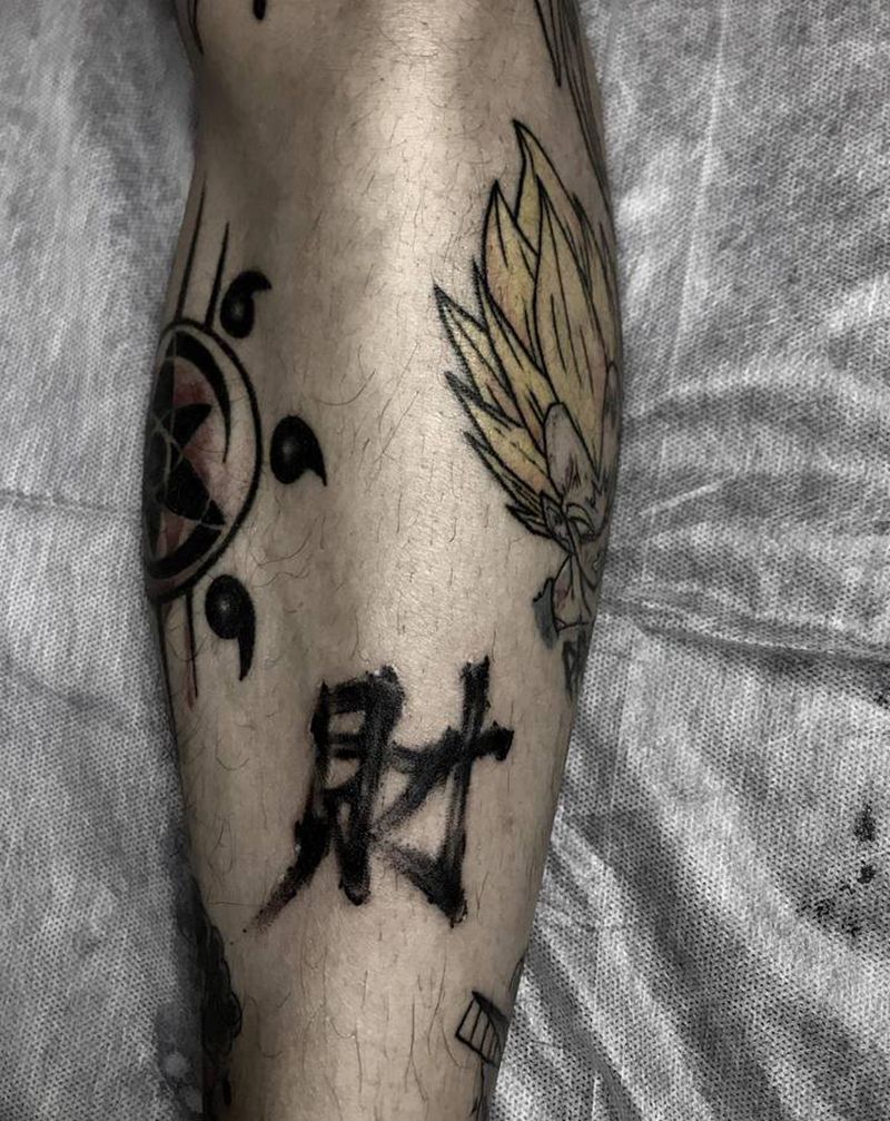 字体纹身图片_腿部纹身图案