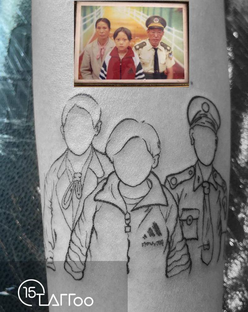 全家福纹身图片_手臂纹身图案