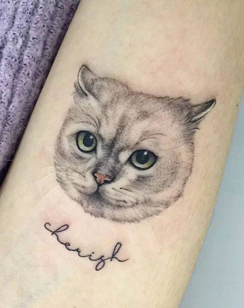 猫咪纹身图片_手臂纹身图案